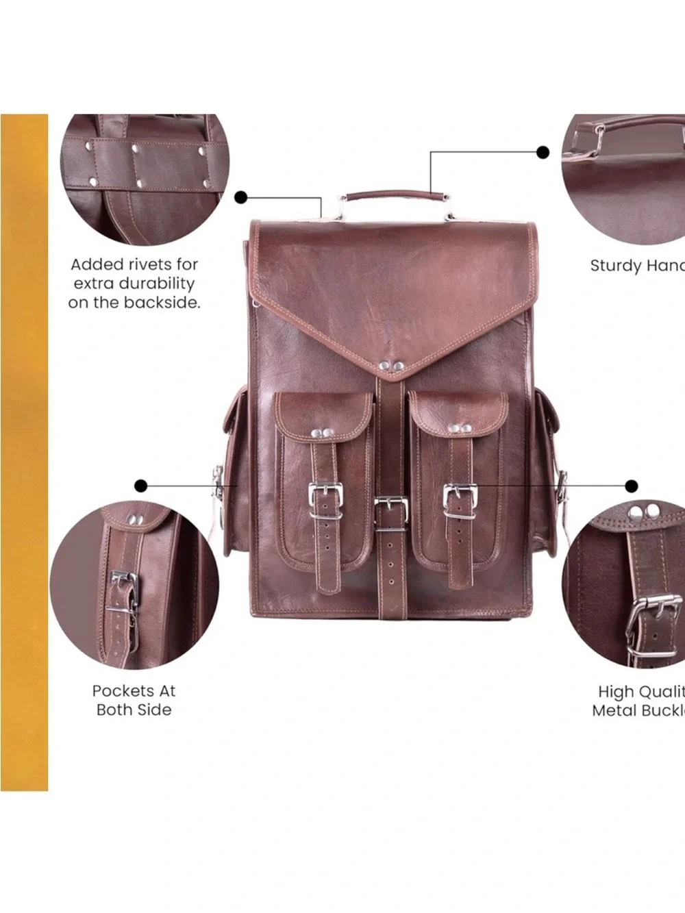 Brown Leather Backpack for Men